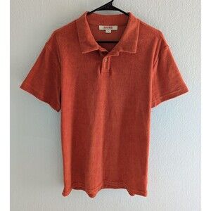 Birdwell Beach Britches Terry Polo Men's Size Large Paprika Orange Shirt
